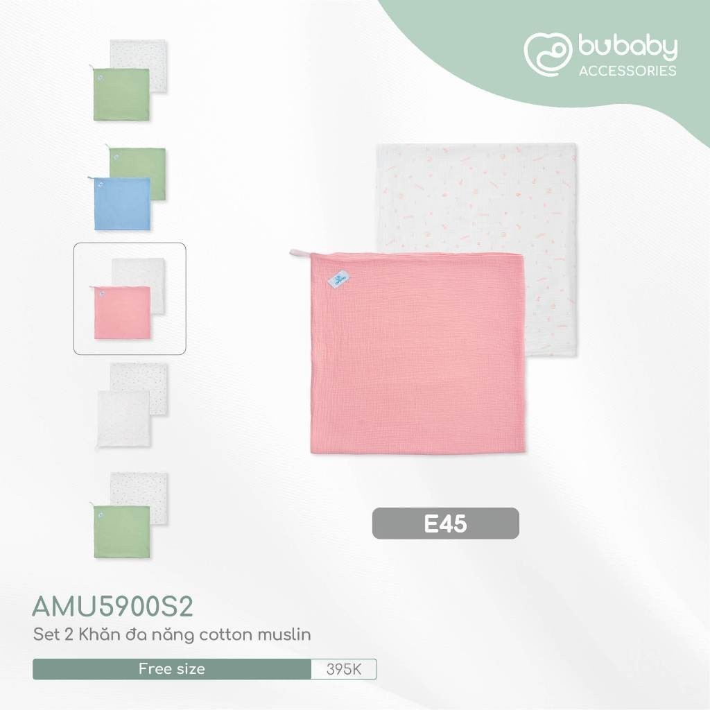 Set 2 khăn Muslin cho bé Bubaby AMU5900S2 Khăn quấn đa năng