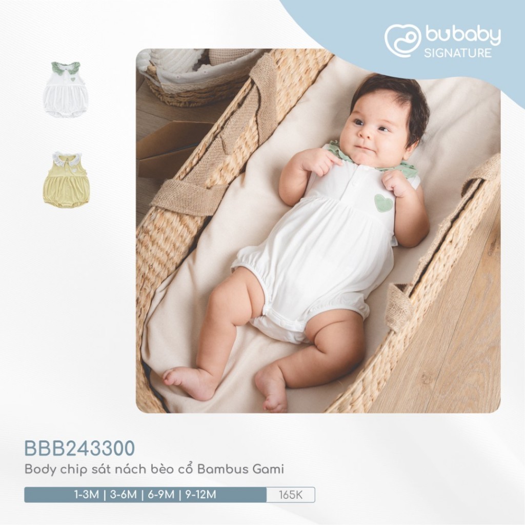 (0-12M) Body chip sát nách bèo cổ BBB243300 - Bu Baby sơ sinh - Bambus Gami