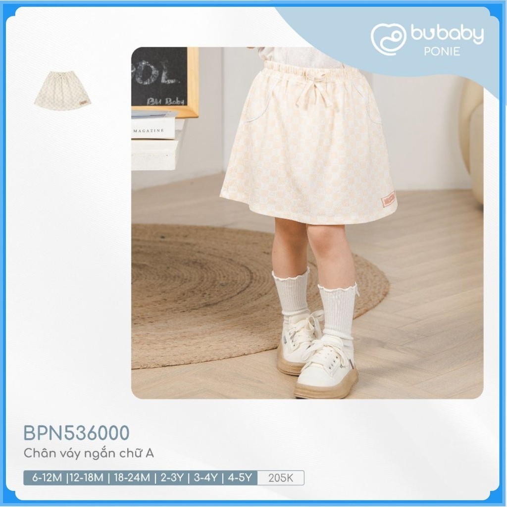 (6M-5Y) Chân váy ngắn chữ A - Ponie BPN536000 - Bubaby bé gái - Chân váy Bu baby