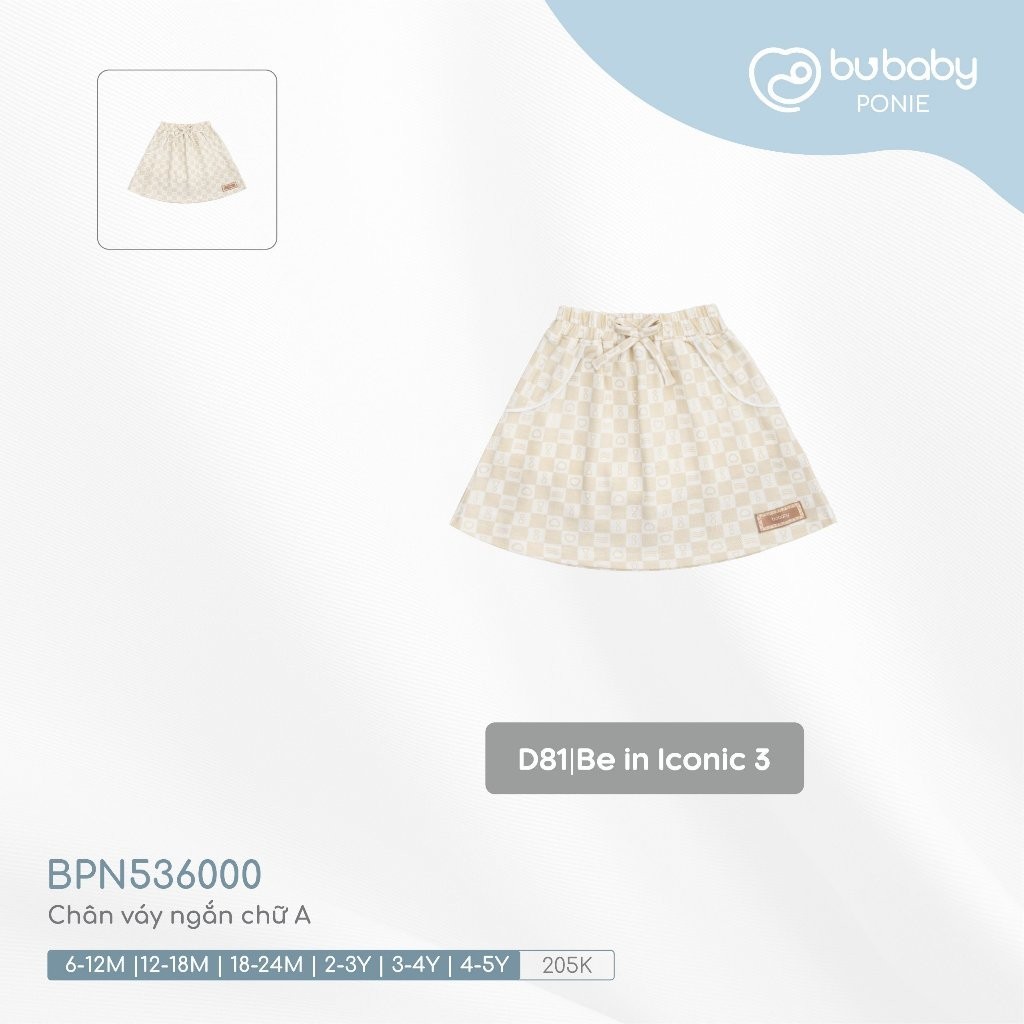 (6M-5Y) Chân váy ngắn chữ A - Ponie BPN536000 - Bubaby bé gái - Chân váy Bu baby