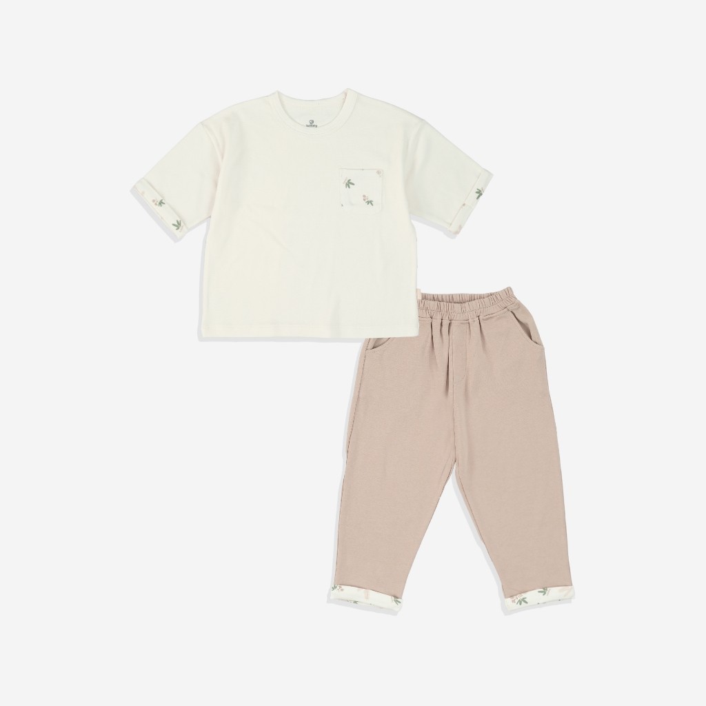 (6M-5Y) Bộ tay lỡ cổ tròn, quần dài BCT120400 Mimo cho bé gái, bé trai  - Pure Cotton | Quần áo BU Baby chính hãng