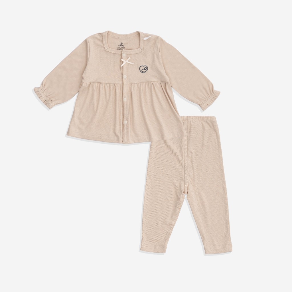 (0-12M) Bộ dài tay cài giữa nhún ngực BSR110203 Siro cho bé sơ sinh - Bubaby sơ sinh