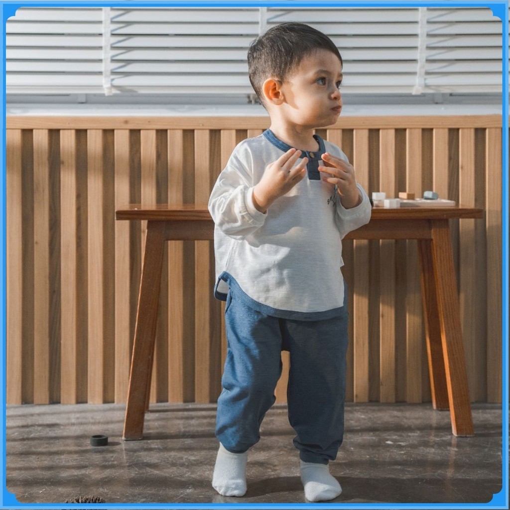 BU Baby (6M-3Y) Bộ dài tay cổ trụ Thu êm BU Siro Jacquard BU Baby SCT110301| Quần áo chính hãng
