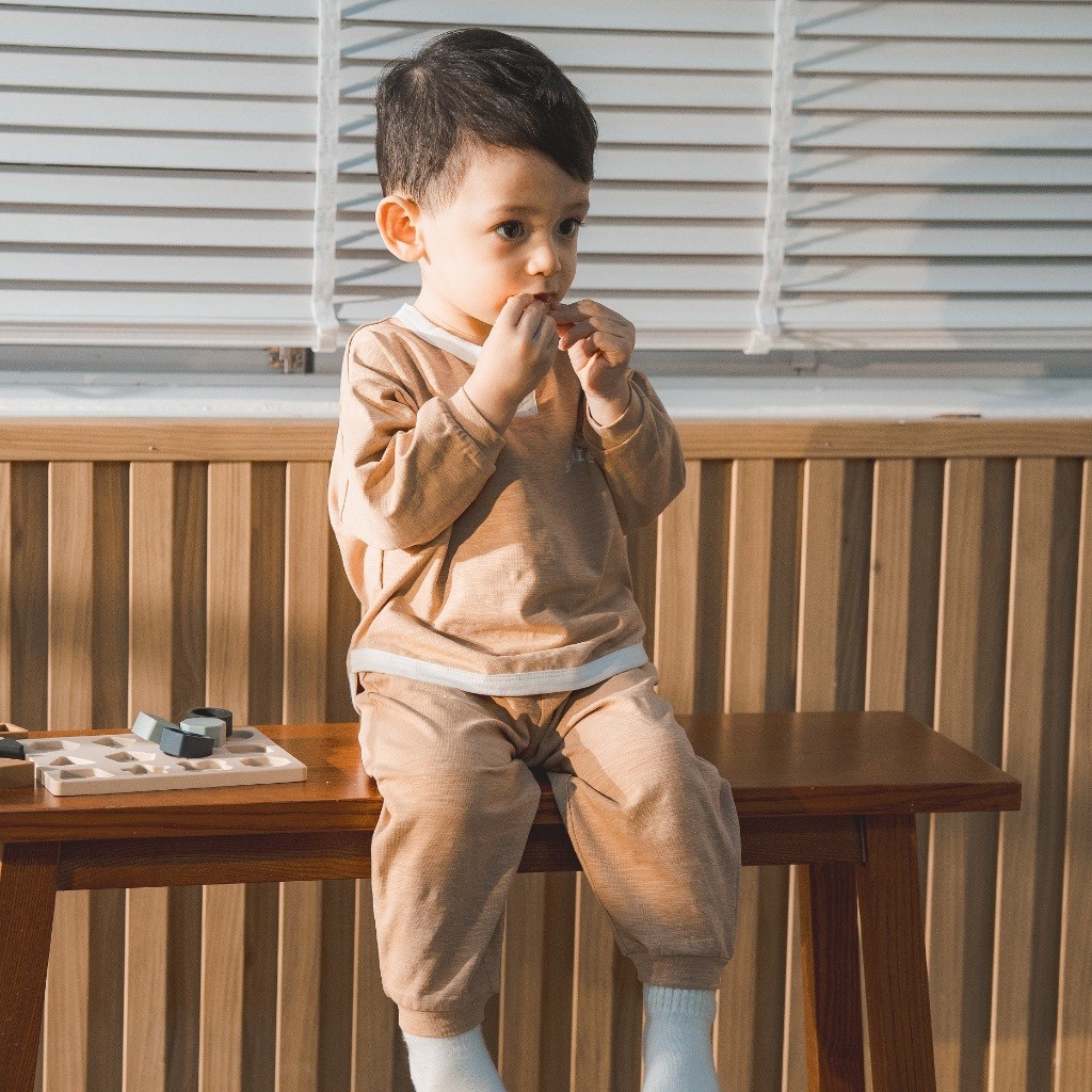 BU Baby (6M-3Y) Bộ dài tay cổ trụ Thu êm BU Siro Jacquard BU Baby SCT110301| Quần áo chính hãng
