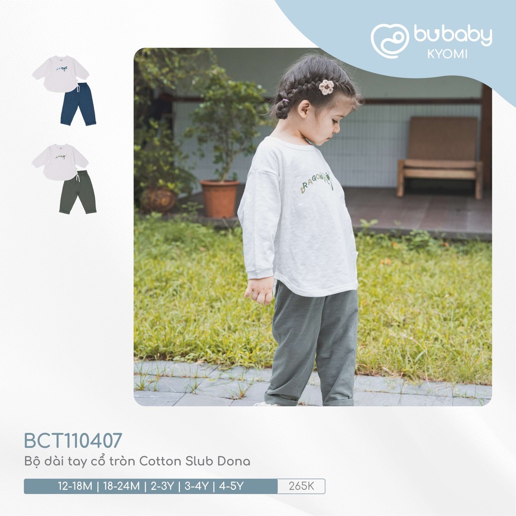 (12M-5Y) Bộ dài tay cho bé - Bộ dài tay cổ tròn cho bé  - Bu baby bé trai - Bubaby bé gái - Quần áo BU Baby chính hãng