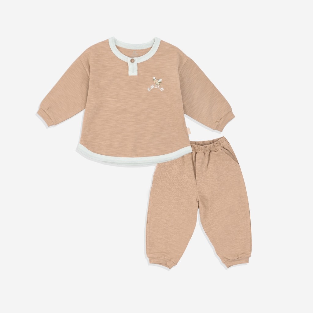 BU Baby (6M-3Y) Bộ dài tay cổ trụ Thu êm BU Siro Jacquard BU Baby SCT110301| Quần áo chính hãng