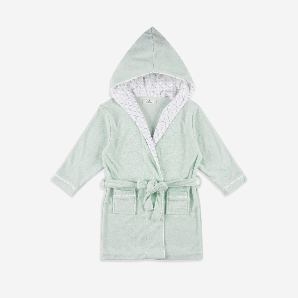 Áo choàng tắm buộc dây chui đầu cho trẻ sơ sinh - Terry Cotton ATR614301- áo choàng tắm cho bé