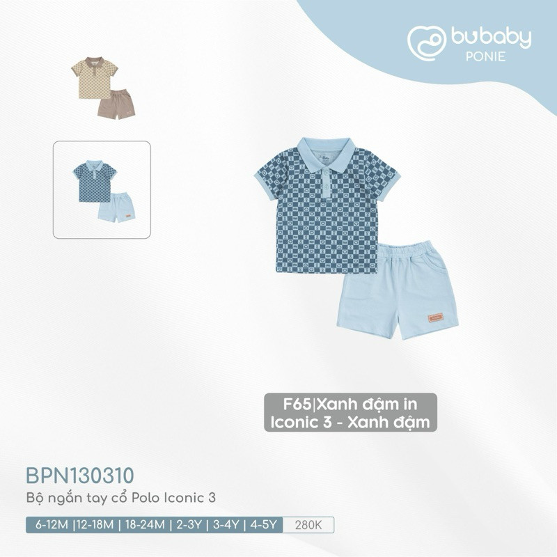 (6M-5Y) Bộ ngắn tay cổ Polo Iconic 3 BPN130310- Quần áo Bubaby - Bubaby bé trai - Bu baby bé gái