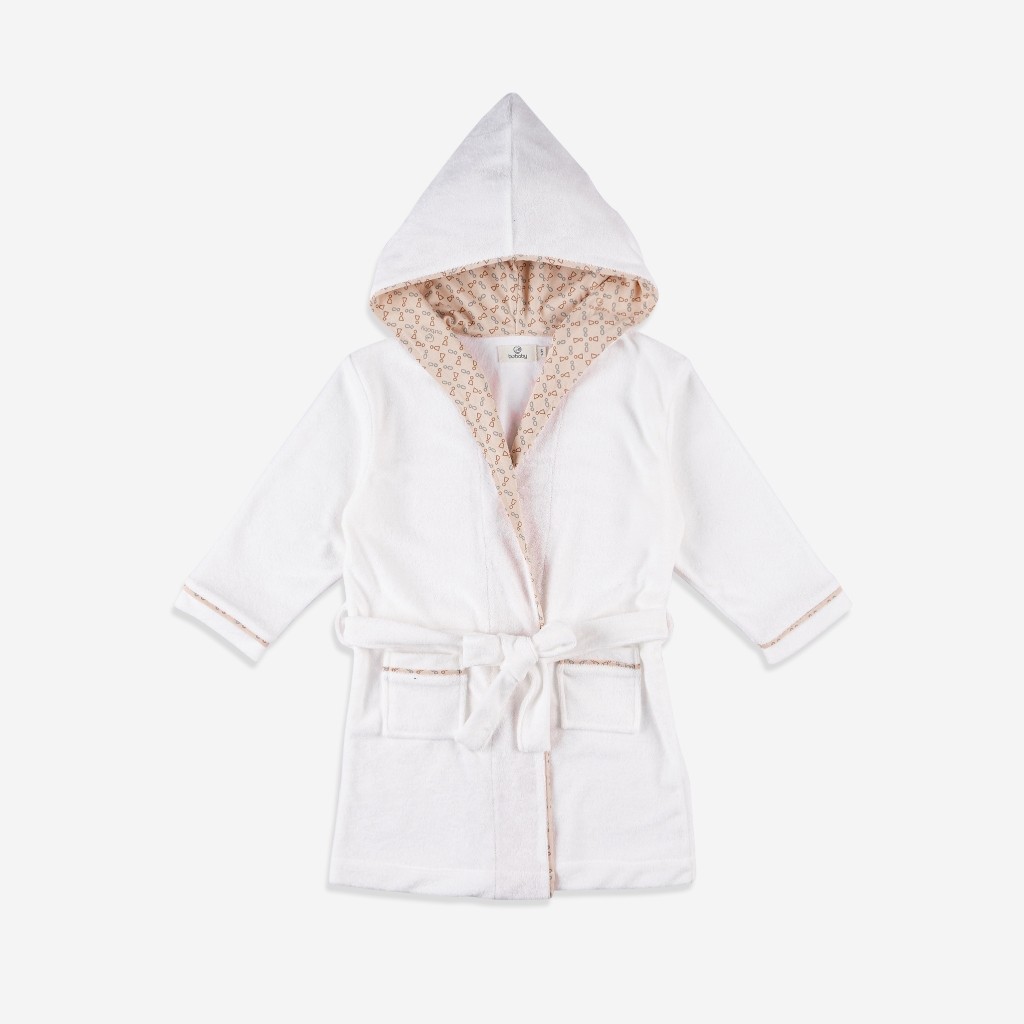 Áo choàng tắm buộc dây chui đầu cho trẻ sơ sinh - Terry Cotton ATR614301- áo choàng tắm cho bé