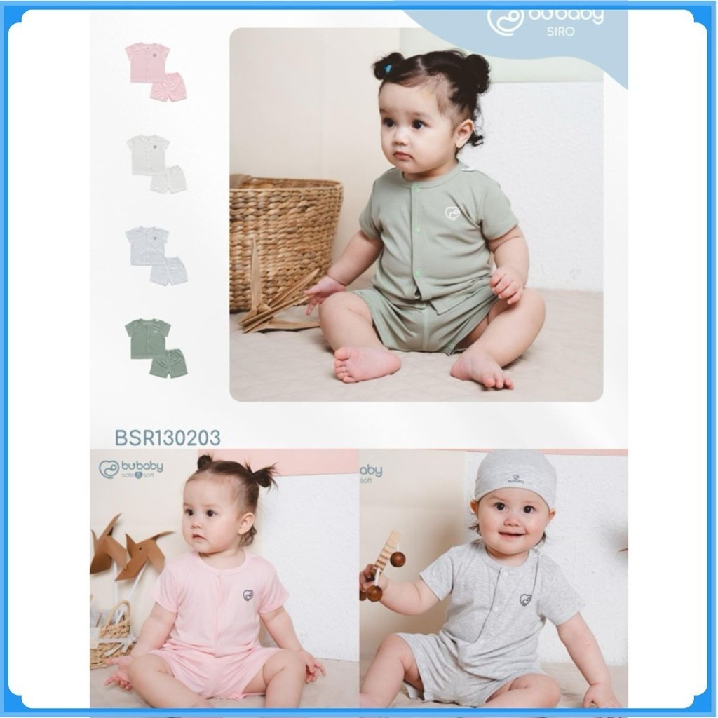 Bộ ngắn tay cài giữa xuân hè cho bé sơ sinh từ 1 đến  12 tháng - BU Siro BSR130202  | Quần áo BuBaby chính hãng
