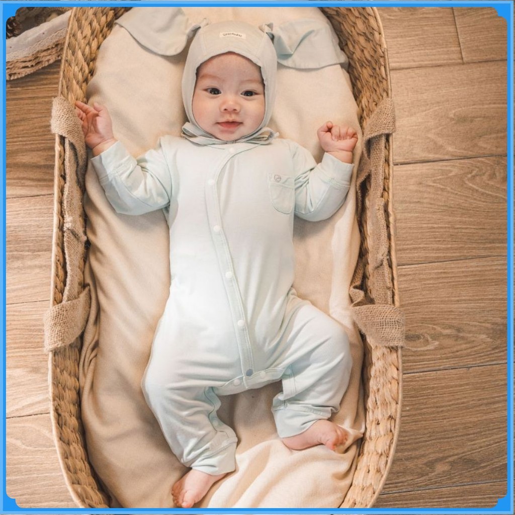 (NB-3M) Body dài tay cài chéo BBB2108A1  sợi tre mềm mại - Bambus | Quần áo BU Baby chính hãng - Bubaby sơ sinh