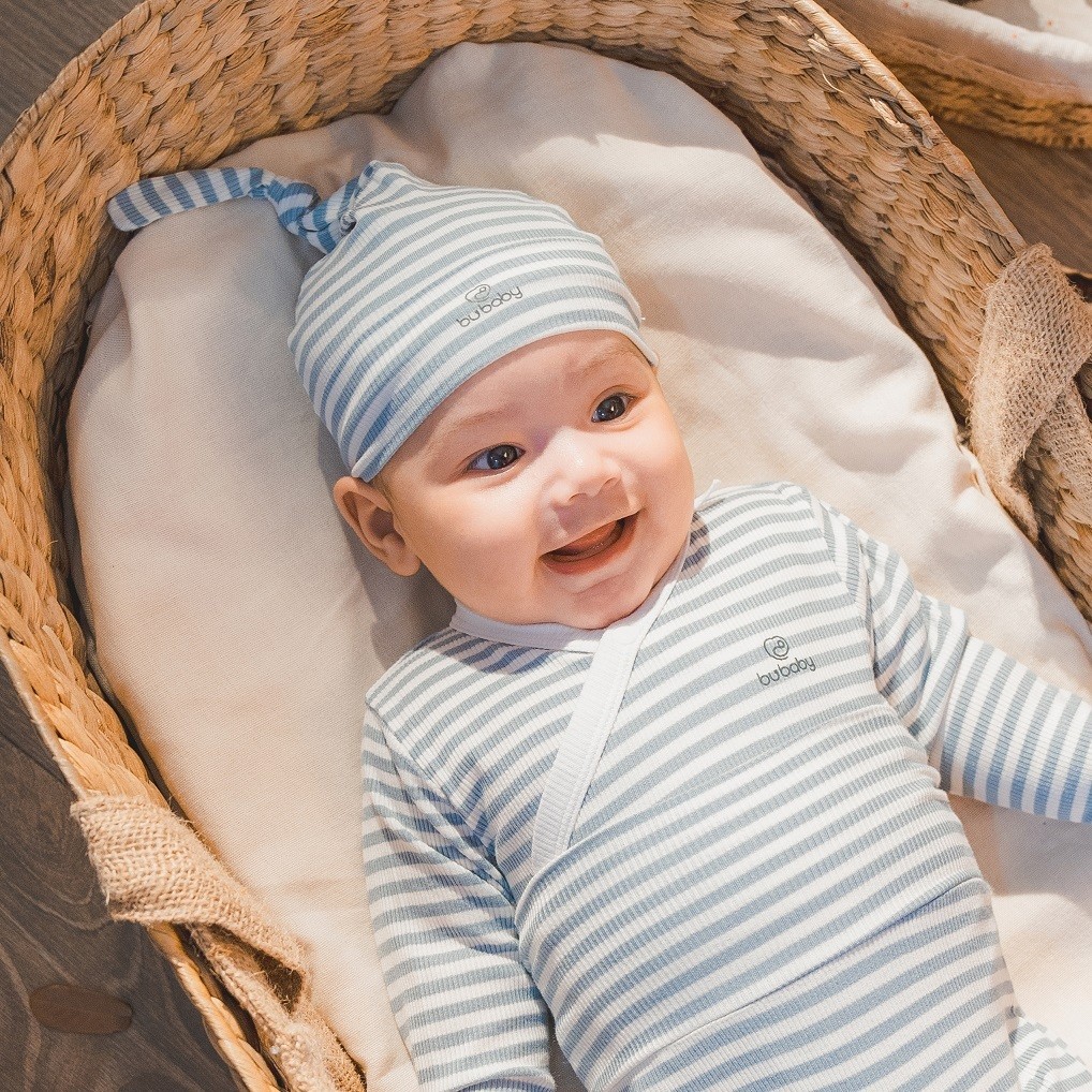 Mũ nút thắt Siro Stripy cho bé sơ sinh ASR1924ST - Bubaby sơ sinh - Mũ Bubaby - Bao tay Bu baby