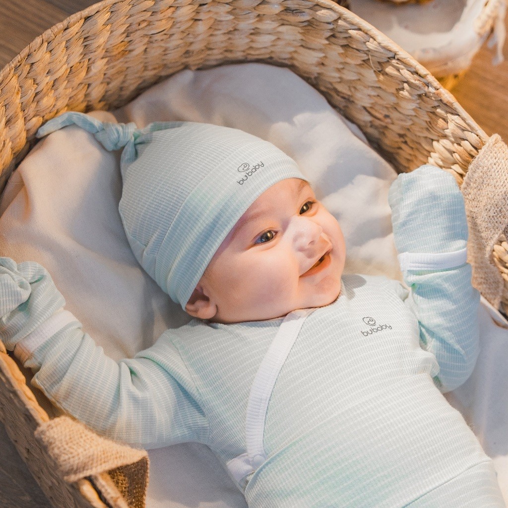 Mũ nút thắt Siro Stripy cho bé sơ sinh ASR1924ST - Bubaby sơ sinh - Mũ Bubaby - Bao tay Bu baby
