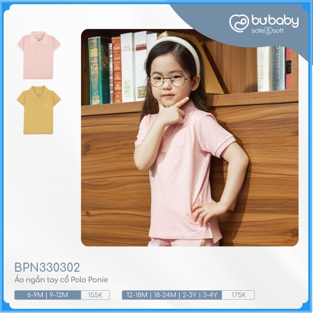 (6M-9M) Áo ngắn tay cổ Polo BuBaby cho bé chất liệu sợi tre và bông hữu cơ - Ponie BPN330302 | Quần áo chính hãng
