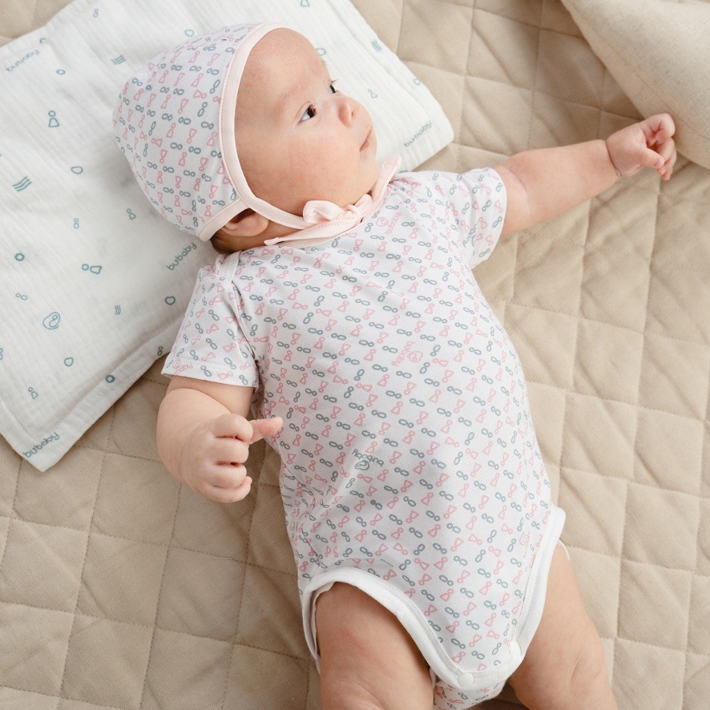 (0-12M) Bodychip ngắn tay cổ chồm BBB2305NS Iconic cho bé sơ sinh vải sợi tre mềm mại - Bambus  | Bubaby sơ sinh
