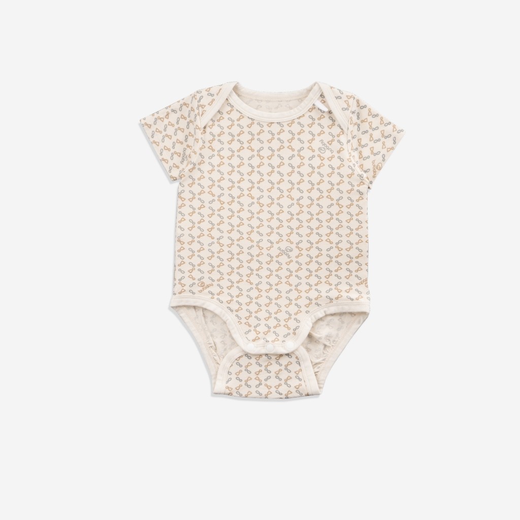 (0-12M) Bodychip ngắn tay cổ chồm BBB2305NS Iconic cho bé sơ sinh vải sợi tre mềm mại - Bambus  | Bubaby sơ sinh