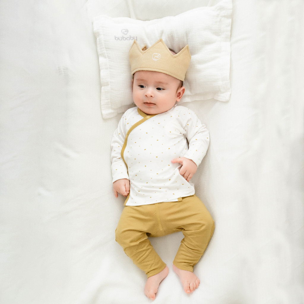 Bộ quần áo dài tay cài chéo bao tay chân lật Glory - Bambus BBB110807 | Quần áo BuBaby chính hãng