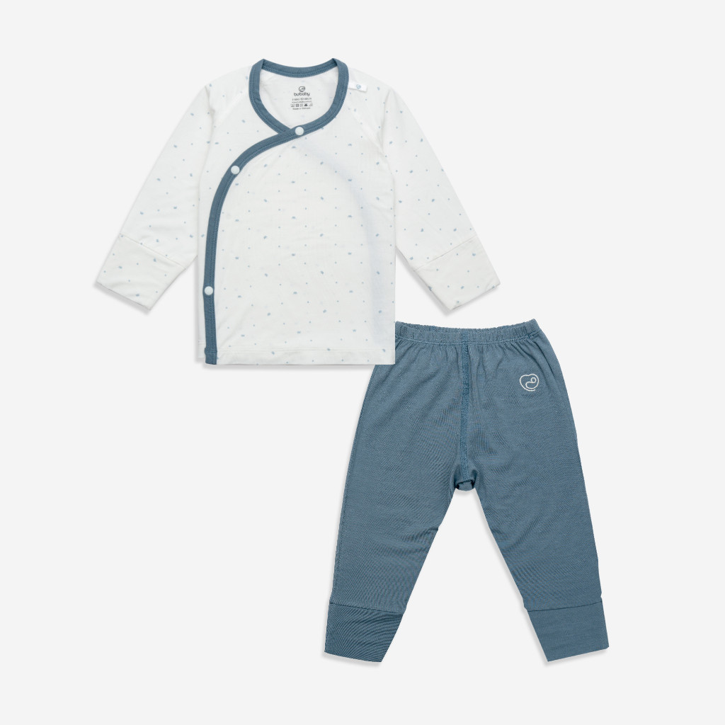 Bộ quần áo dài tay cài chéo bao tay chân lật Glory - Bambus BBB110807 | Quần áo BuBaby chính hãng