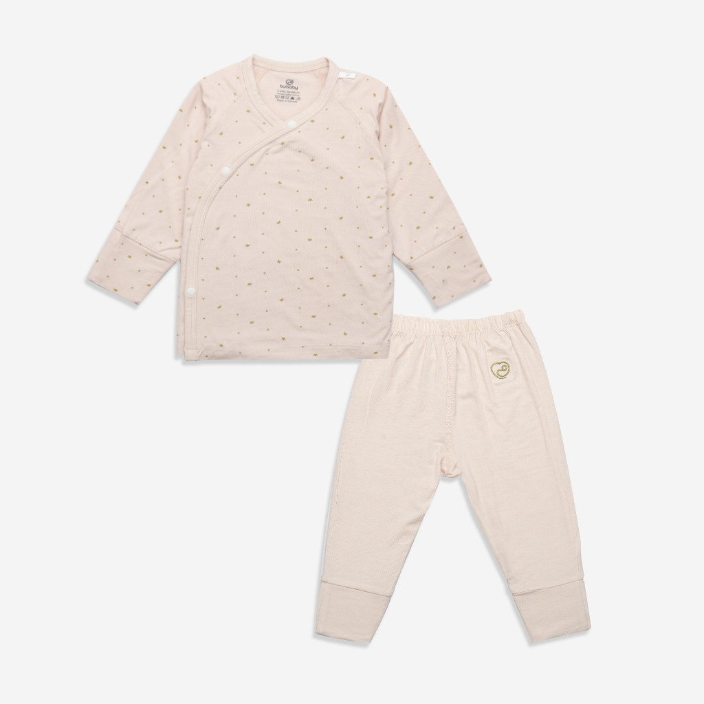 Bộ quần áo dài tay cài chéo bao tay chân lật Glory - Bambus BBB110807 | Quần áo BuBaby chính hãng