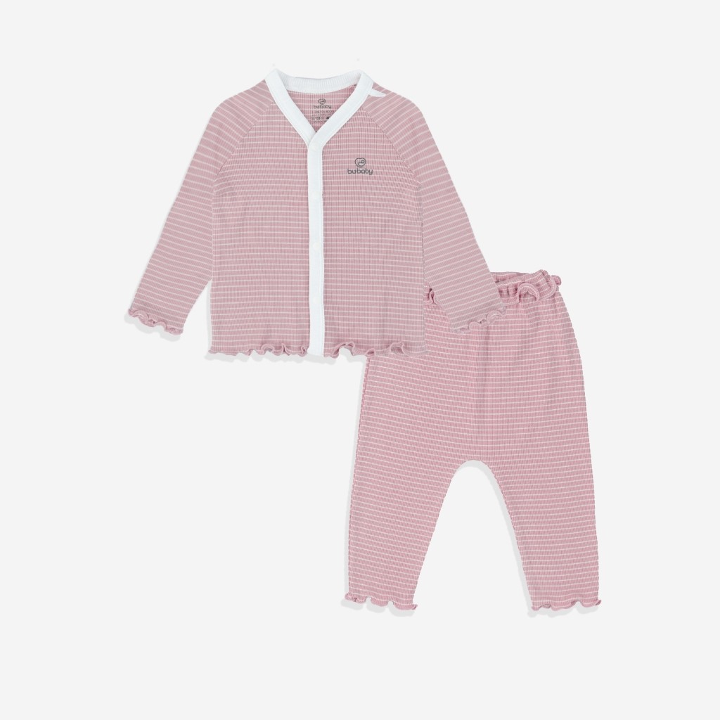 (1-12M) Bộ quần áo dài tay BSR1102ST Cài giữa bèo gấu Siro Stripy cho bé -	Bubaby sơ sinh – Quần áo Bubaby
