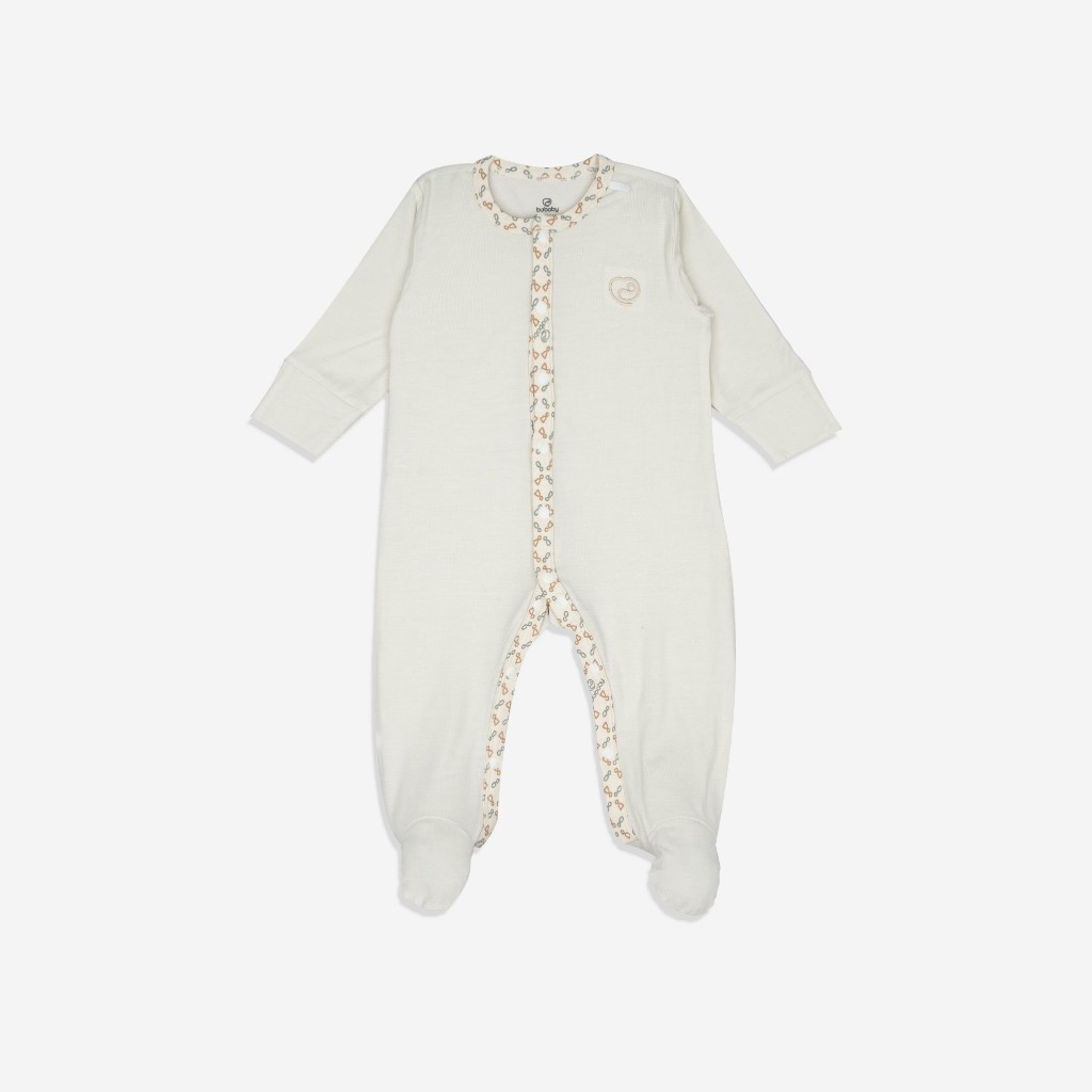 Body dài tay cài giữa cho bé sơ sinh chất liệu sợi tre mềm mại - Bambus BBB2102NS | Quần áo BuBaby chính hãng