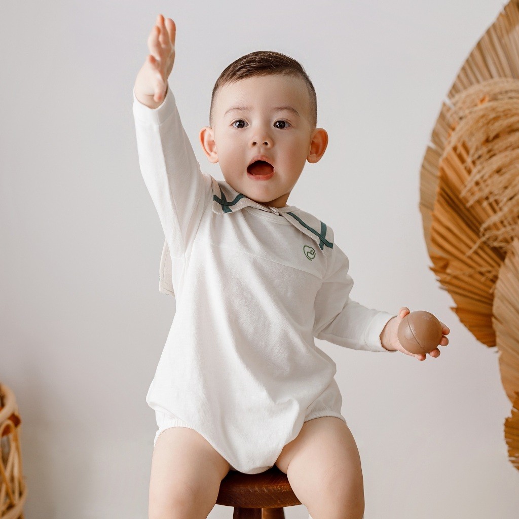 Set Body kèm yếm cổ hải quân bé trai Mimo cho bé sơ sinh từ 1 đến 12 tháng - GMC503200 | Quần áo BuBaby chính hãng