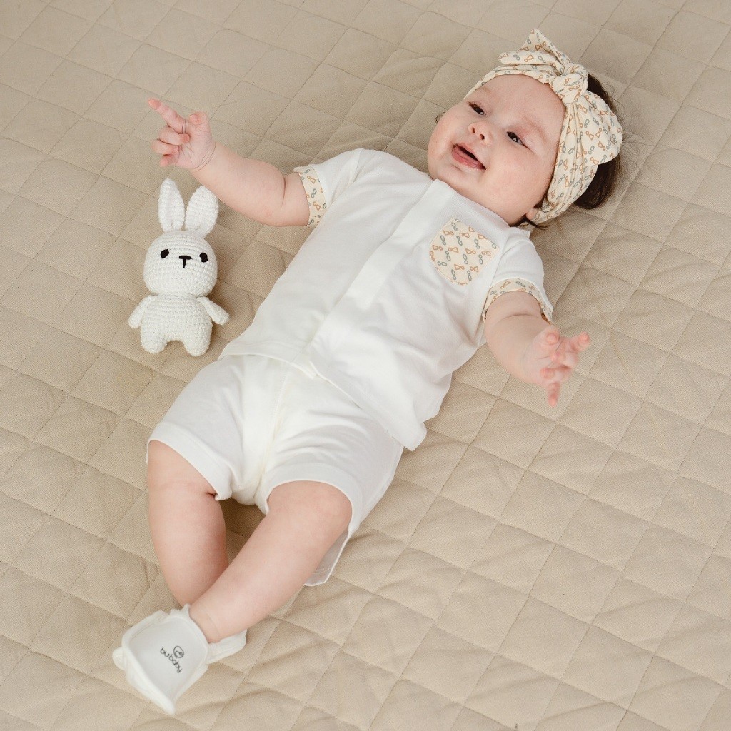 (0-12M) Bộ ngắn tay cài giữa cho bé sơ sinh chất liệu sợi tre mềm mại - Bu baby sơ sinh  Quần áo BuBaby Bambus BBB130203