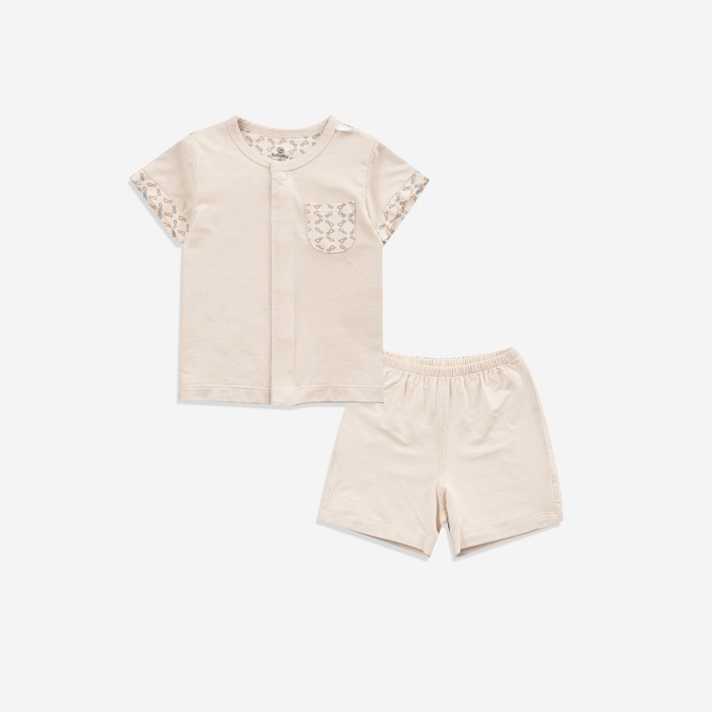 (0-12M) Bộ ngắn tay cài giữa cho bé sơ sinh chất liệu sợi tre mềm mại - Bu baby sơ sinh  Quần áo BuBaby Bambus BBB130203