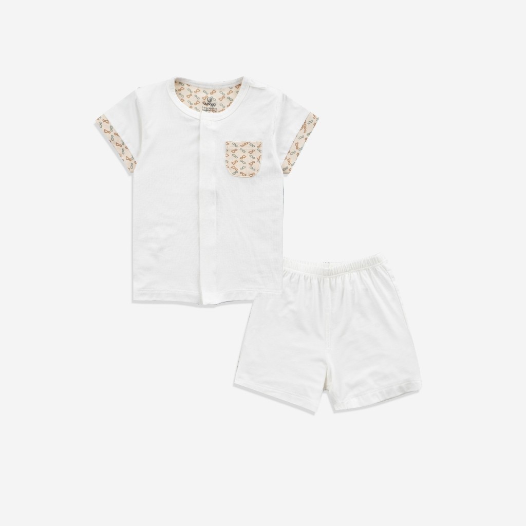 (0-12M) Bộ ngắn tay cài giữa cho bé sơ sinh chất liệu sợi tre mềm mại - Bu baby sơ sinh  Quần áo BuBaby Bambus BBB130203