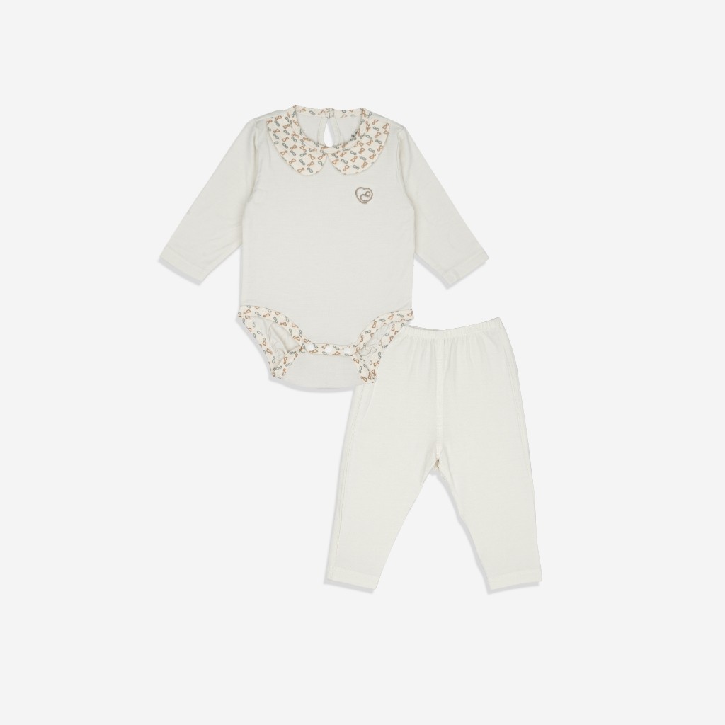 Bodychip kèm quần dài tay cho bé sơ sinh chất liệu sợi tre mềm mại - Bambus BBB1103CE | Quần áo BuBaby chính hãng