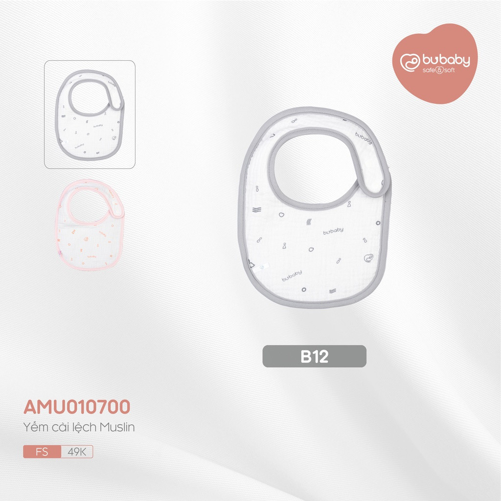 Yếm cài lệch chất Muslin cho bé  AMU010700  - Phụ kiện BuBaby chính hãng  ZB31A