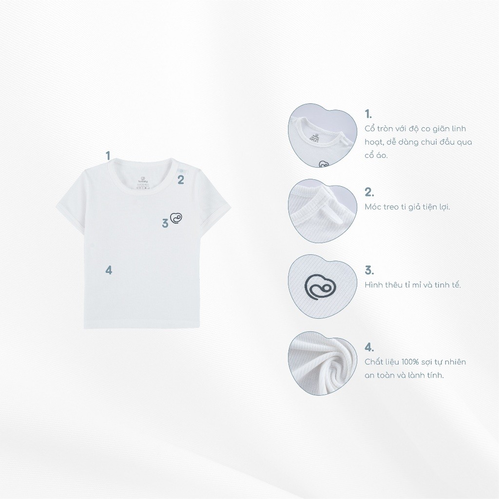 (3M-12M) Áo ngắn tay cổ tròn cho bé trai, bé gái BSR330402 - Áo bubaby bé trai - Áo bubaby bé gái Siro