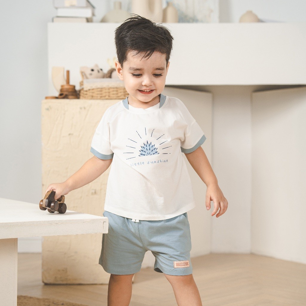 (12M-5Y)Bộ quần áo ngắn tay cổ tròn Gloute cho bé trai bé gái - Bamco BBC130405 | Quần áo BU Baby