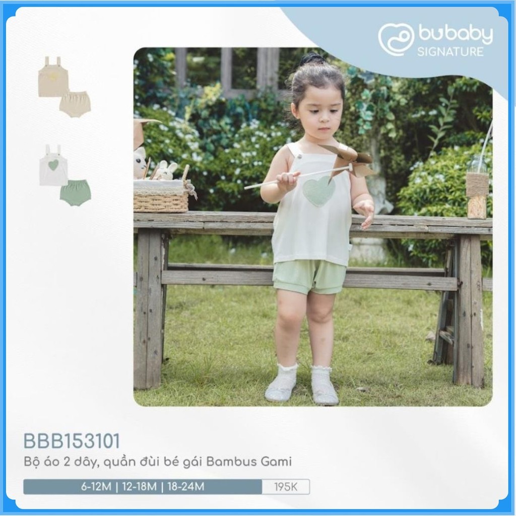 (6M-18M) Bộ quần đùi, áo hai dây bé gái BBB153101 - Bu baby bé gái - Quần áo Bu baby bambus