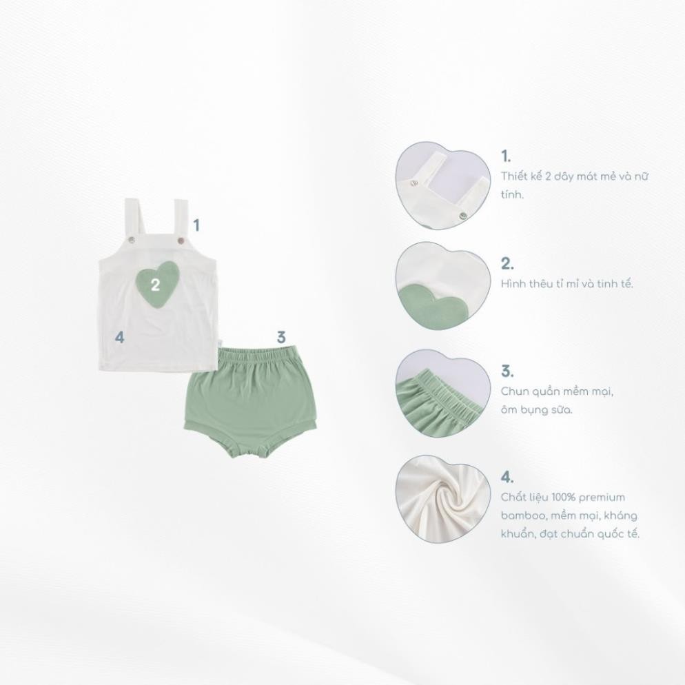 (6M-18M) Bộ quần đùi, áo hai dây bé gái BBB153101 - Bu baby bé gái - Quần áo Bu baby bambus