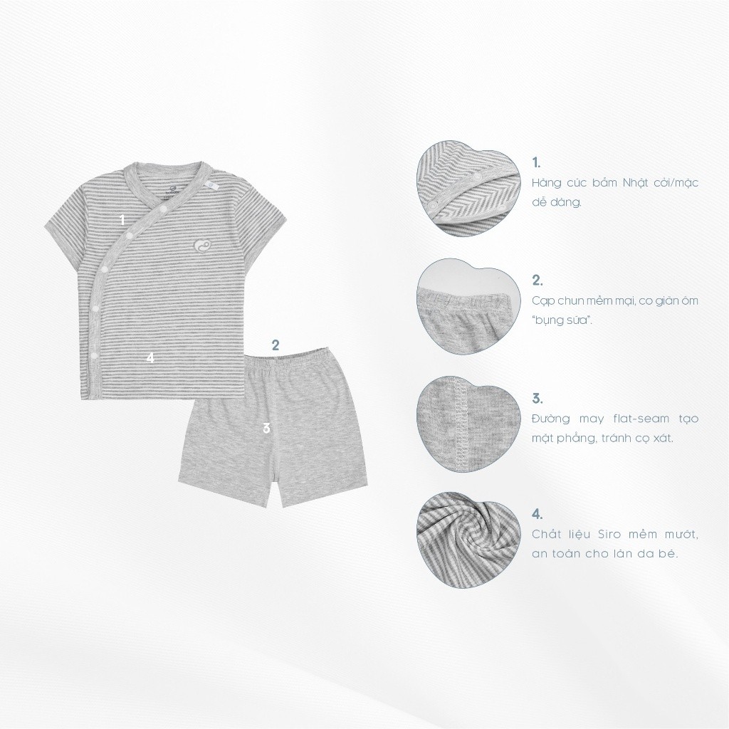(0-6M) Bộ quần áo ngắn tay cài chéo BSR130800 - Bu baby sơ sinh – Quần áo Bubaby
