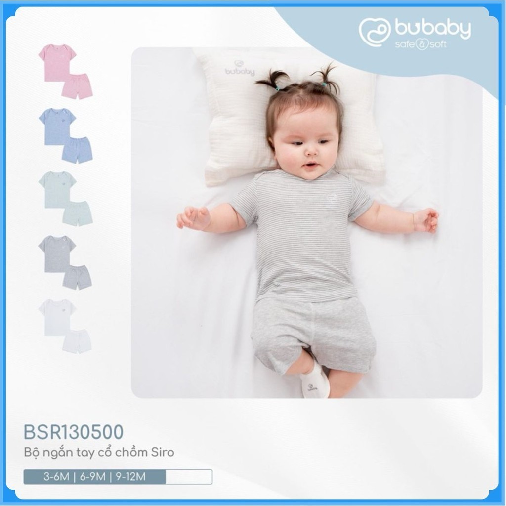 (3M-12M) Bộ quần áo ngắn tay cổ chồm Joyful - Bu baby sơ sinh - Quần áo Bu Baby Siro BSR130500