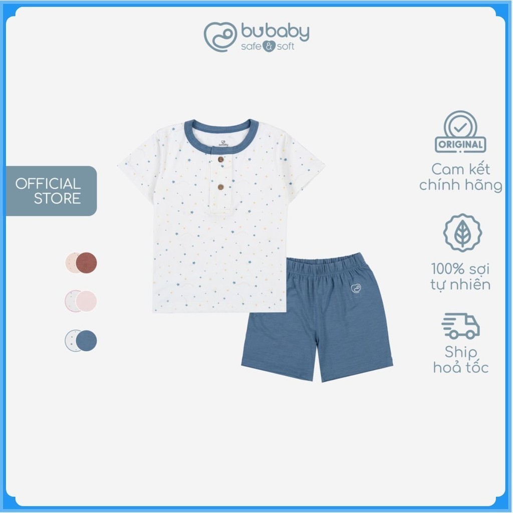 Bộ quần áo ngắn tay cổ trụ Twinkle - Bambus BBB130300 | Quần áo BuBaby chính hãng