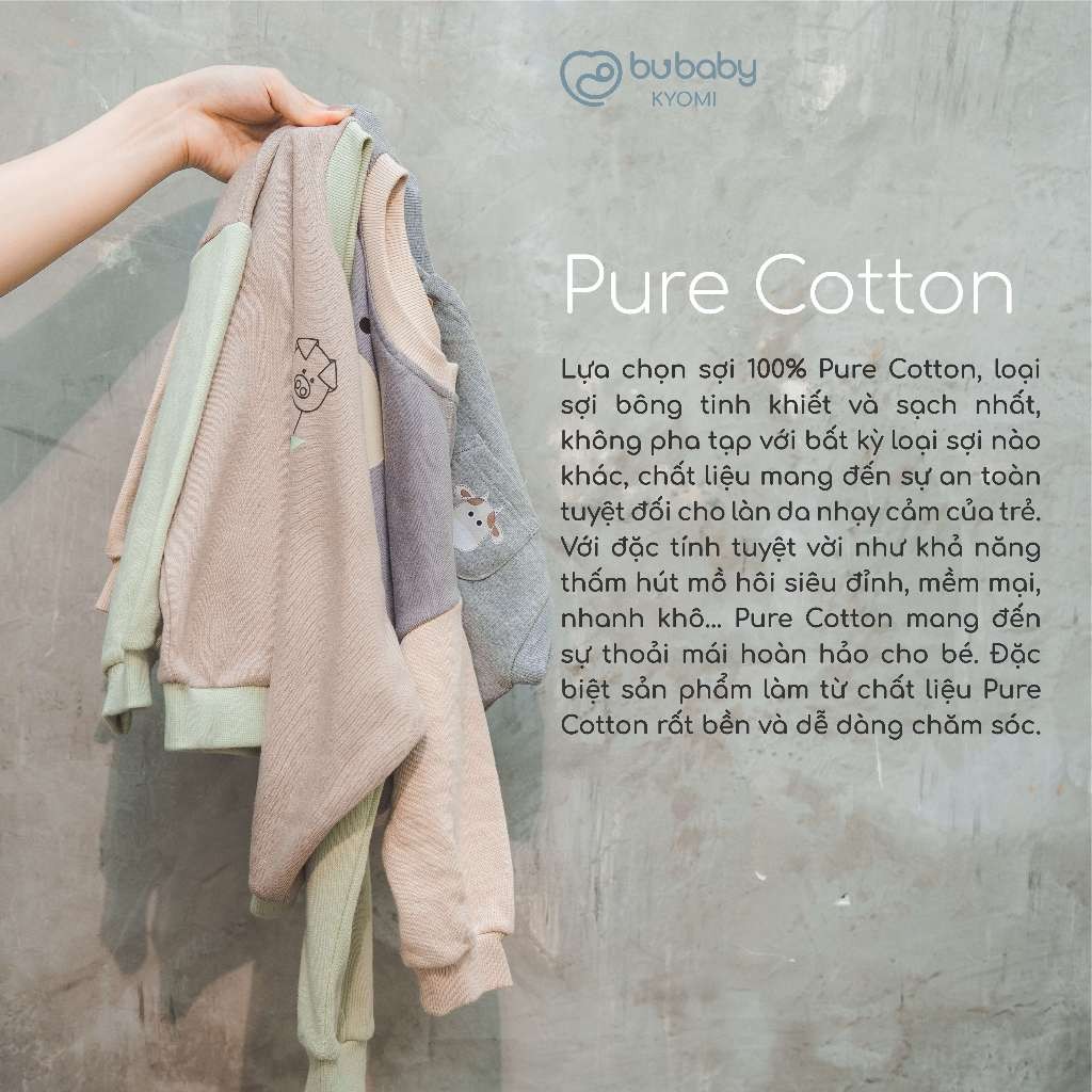 (1Y-5Y) Bộ dài tay cài vai chất nỉ ấm áp - Bộ quần áo mùa đông Bubaby - Bubaby bé trai – Bubaby bé gái – Quần áo Bubaby