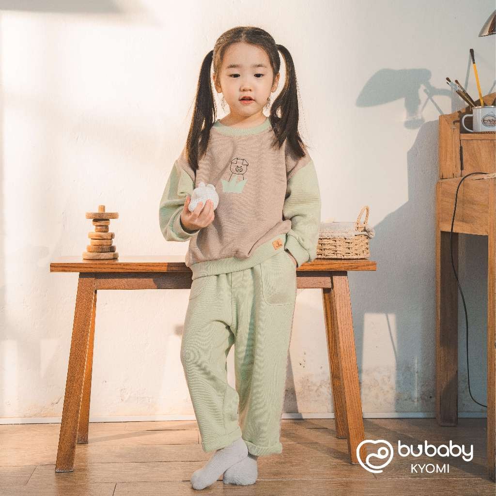 (1Y-5Y) Bộ dài tay cài vai chất nỉ ấm áp - Bộ quần áo mùa đông Bubaby - Bubaby bé trai – Bubaby bé gái – Quần áo Bubaby