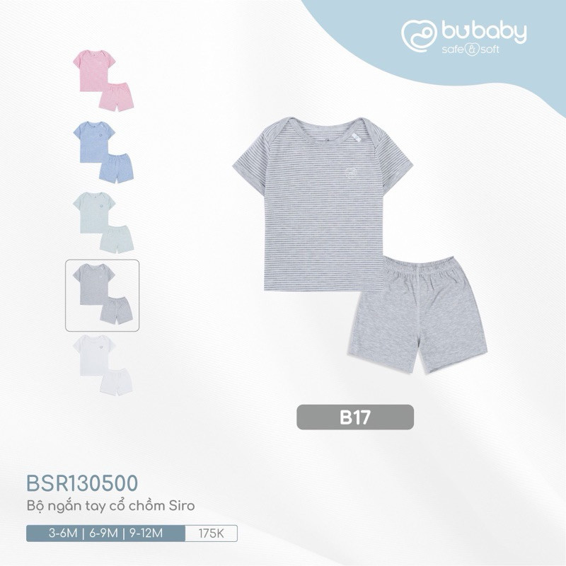 (3M-12M) Bộ quần áo ngắn tay cổ chồm Joyful - Bu baby sơ sinh - Quần áo Bu Baby Siro BSR130500