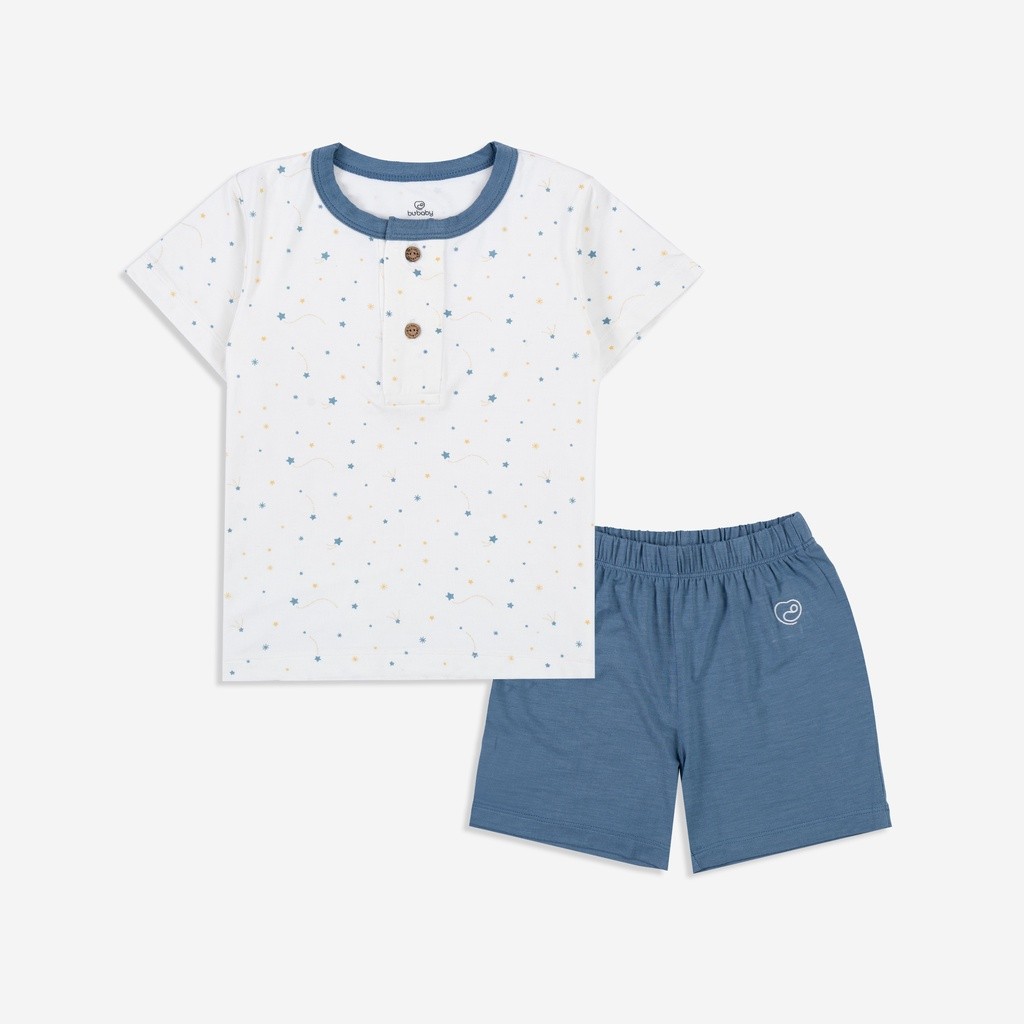 Bộ quần áo ngắn tay cổ trụ Twinkle - Bambus BBB130300 | Quần áo BuBaby chính hãng