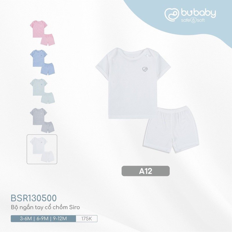 (3M-12M) Bộ quần áo ngắn tay cổ chồm Joyful - Bu baby sơ sinh - Quần áo Bu Baby Siro BSR130500