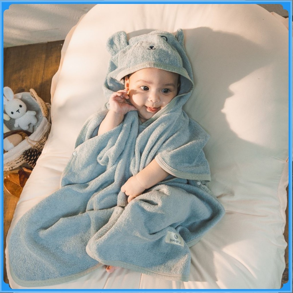 Khăn choàng tắm chui đầu Terry ATR060400 cho bé sơ sinh - Terry Cotton - Bu baby sơ sinh - Mũ Bubaby - Bao tay Bubaby