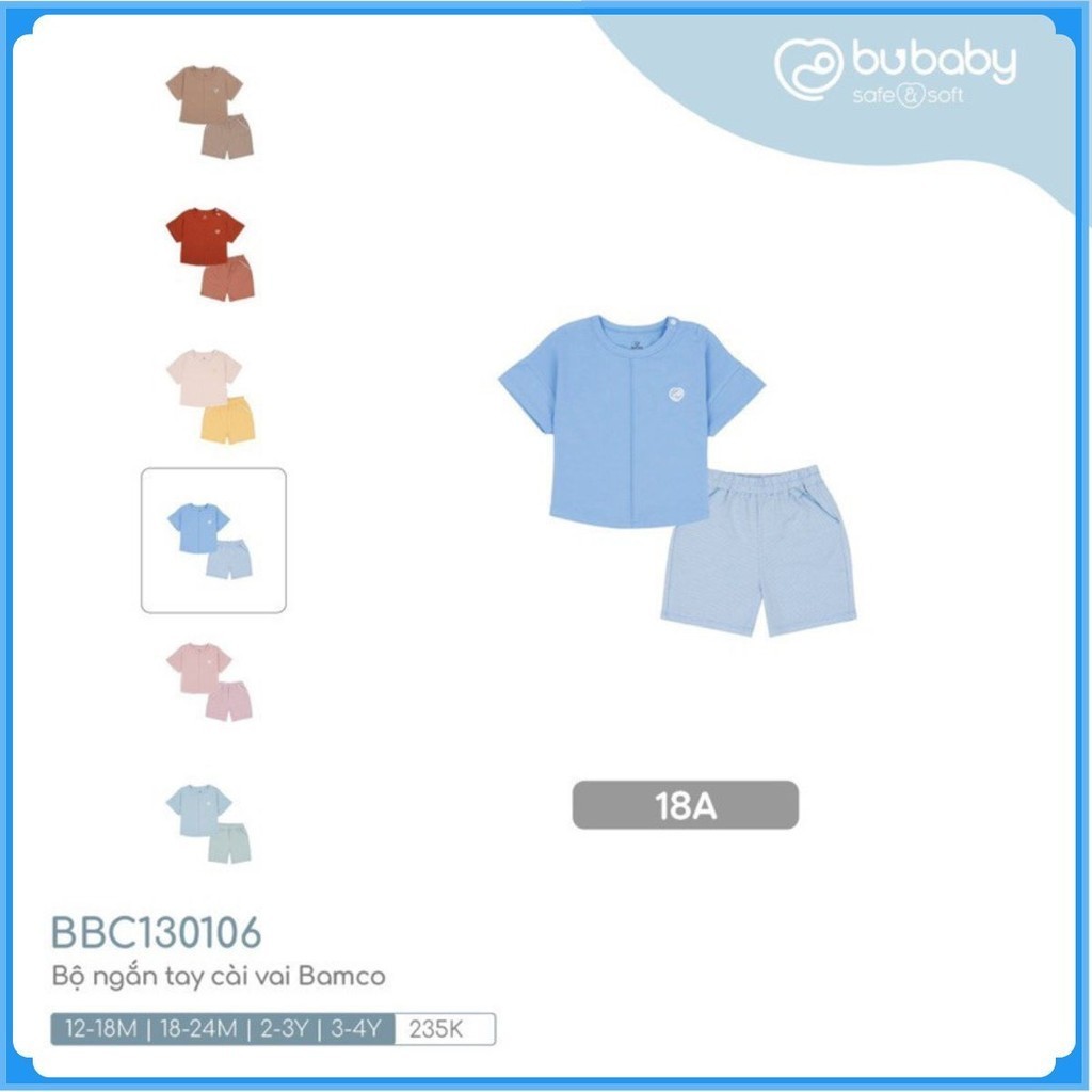 (1Y-4Y) Bộ quần áo cài sau cộc tay Bamco BU Baby Chính Hãng BBC130106