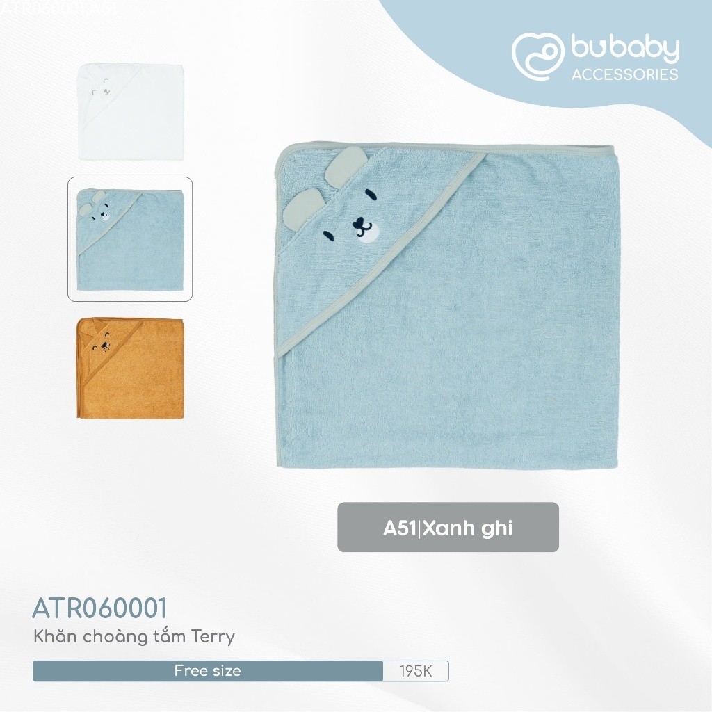 Khăn choàng tắm Terry cho bé sơ sinh - ATR060001 Terry - Bu baby sơ sinh - Mũ Bubaby - Bao tay Bubaby