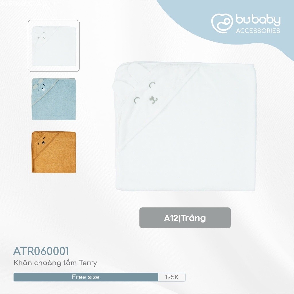 Khăn choàng tắm Terry cho bé sơ sinh - ATR060001 Terry - Bu baby sơ sinh - Mũ Bubaby - Bao tay Bubaby