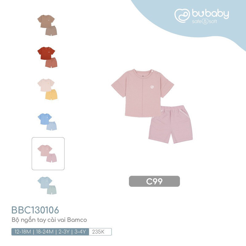 (1Y-4Y) Bộ quần áo cài sau cộc tay Bamco BU Baby Chính Hãng BBC130106