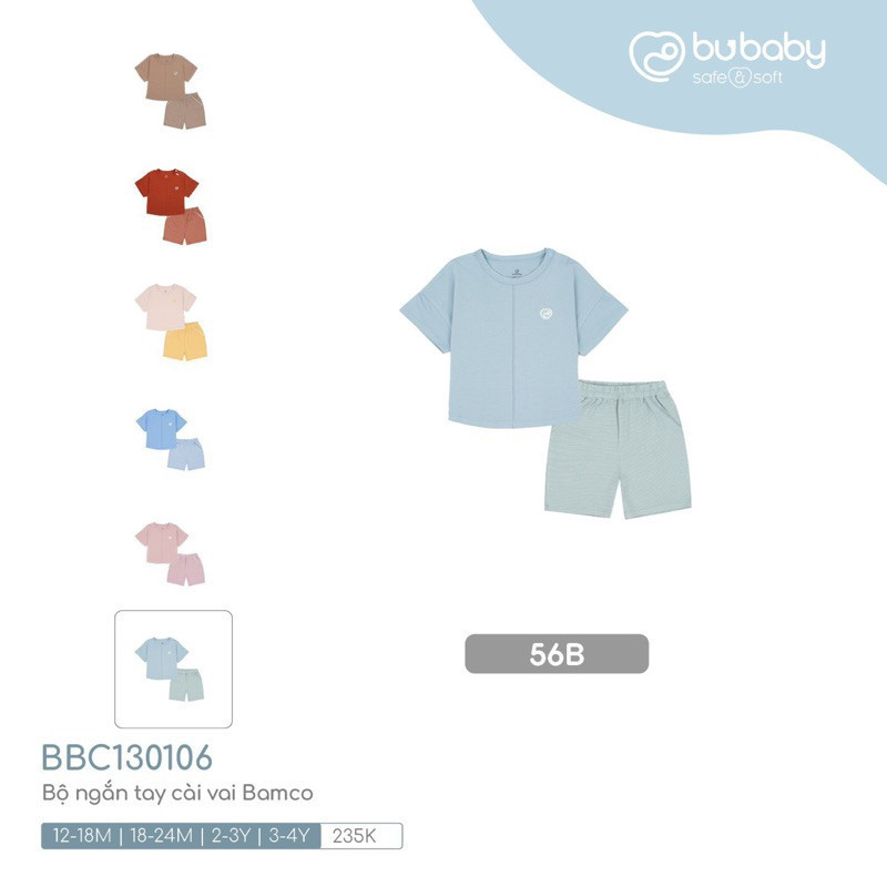 (1Y-4Y) Bộ quần áo cài sau cộc tay Bamco BU Baby Chính Hãng BBC130106