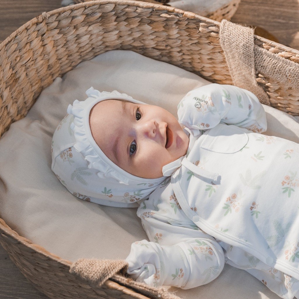 Mũ Buộc dây Mimo - Pure Cotton ACT194301- Bubaby sơ sinh - Mũ Bubaby - Bao tay Bu baby